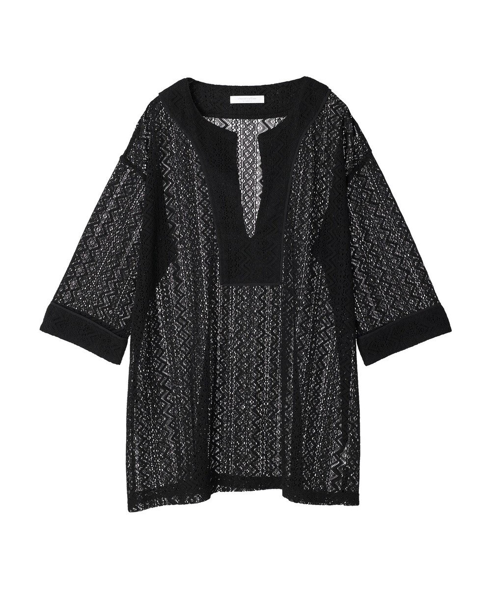 Green Parks カフタンレース７分袖ブラウス 