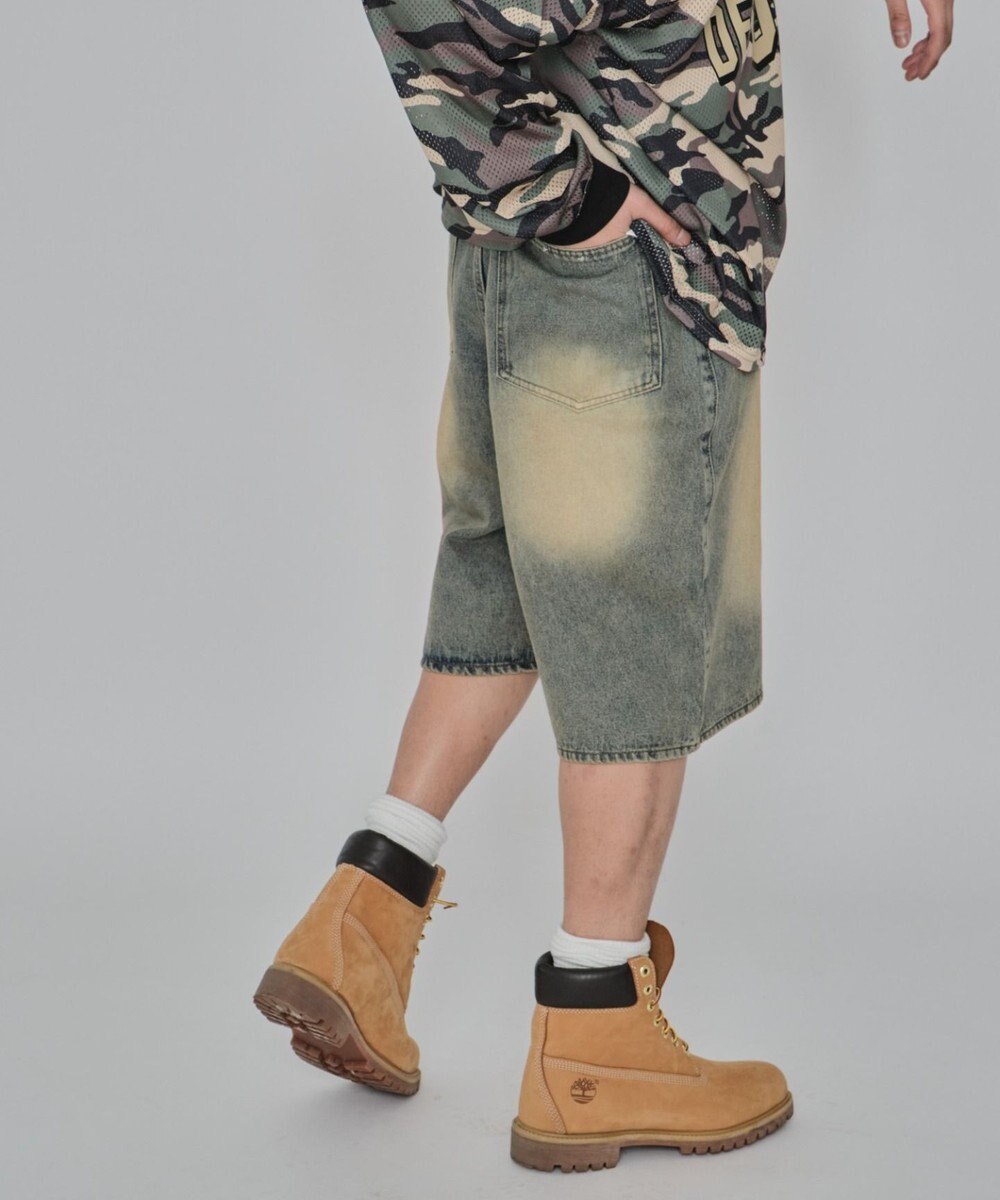 WEGO 【紐で調節可能】スーパーバギーデニムショーツ 