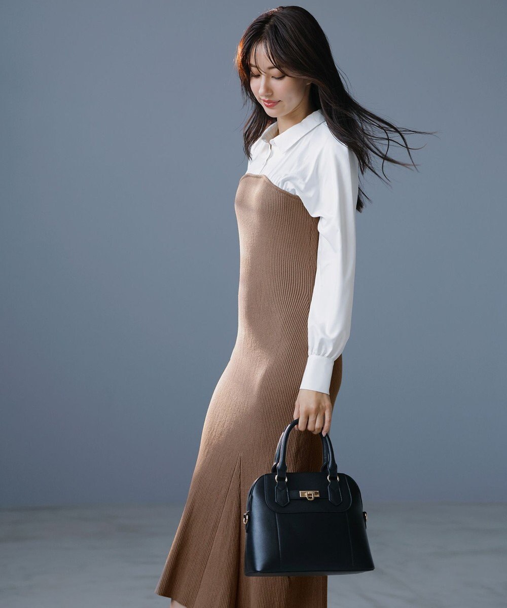 ANY SIS S 【全方位 好印象】シャツコンビリブニット ワンピース 