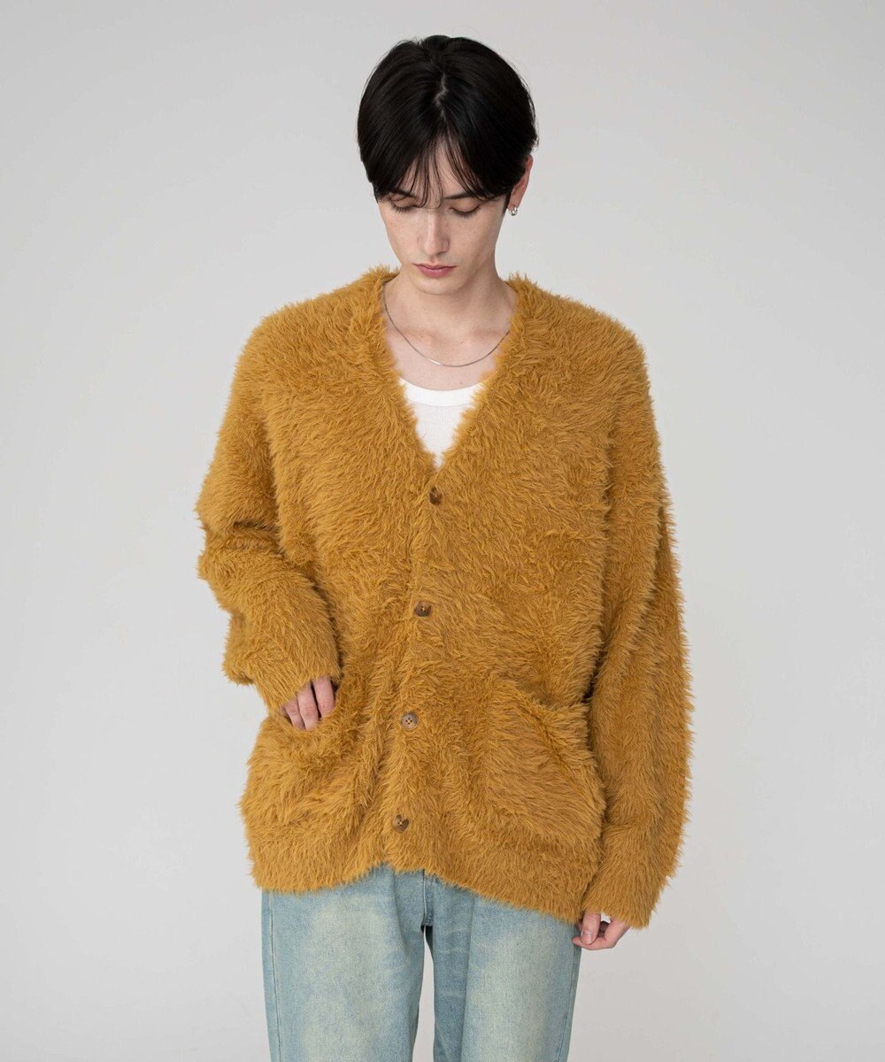 WEGO 【2025秋冬新作/ユニセックス着用ITEM/SMLサイズ展開】フェザーニットカーディガン 