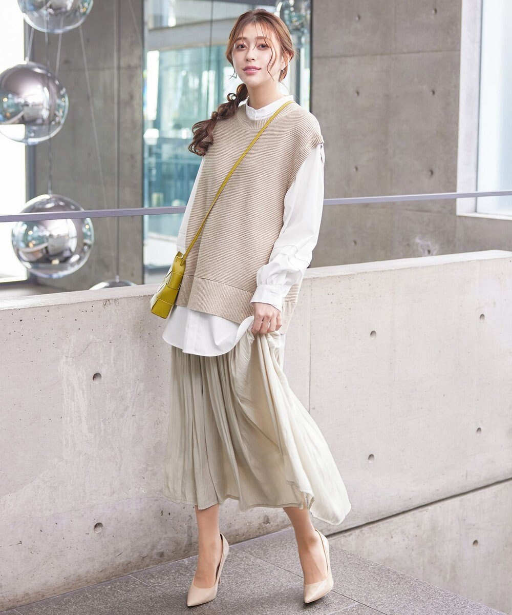 Tiaclasse 【安田美沙子さん着用・洗える】ヴィンテージサテンプリーツスカート 