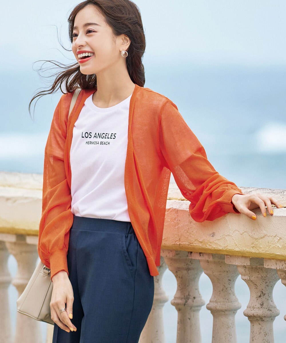 Tiaclasse 【洗える】シアーパフスリーブカーディガン 