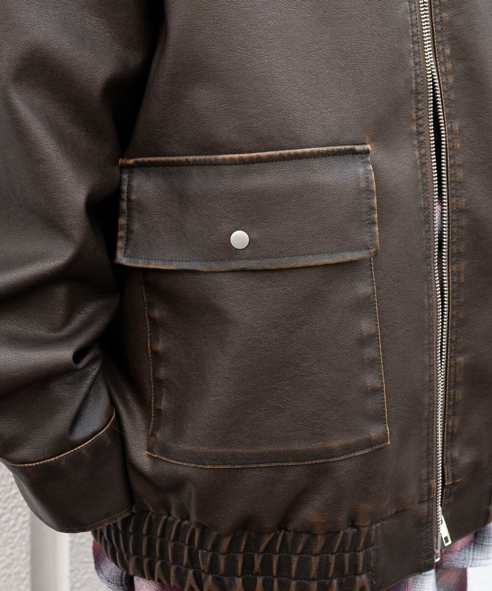 WEGO ヴィンテージライクPUジャケット 