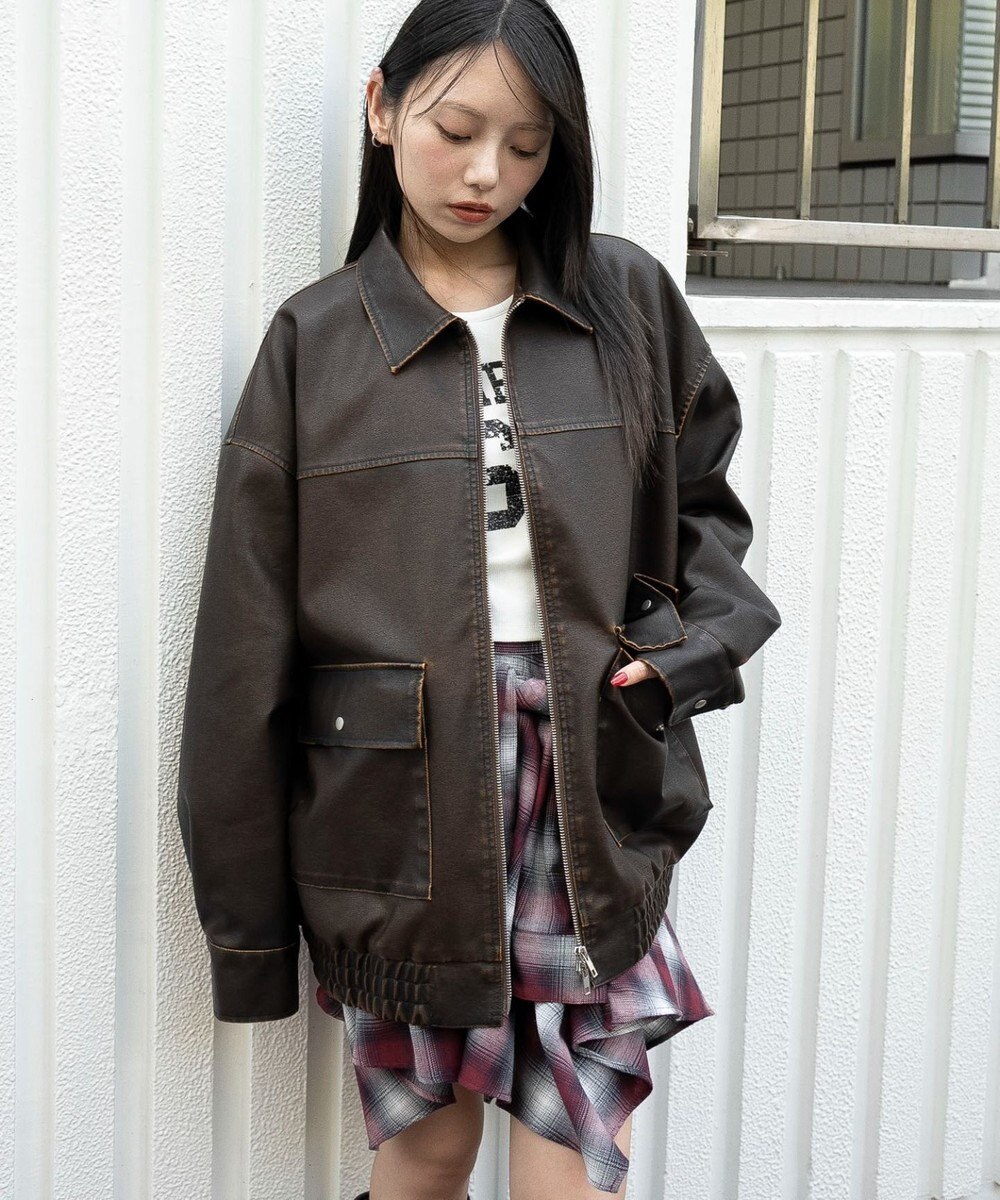 WEGO ヴィンテージライクPUジャケット 