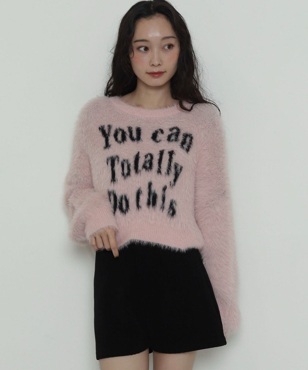 WEGO ロゴシャギーショートニット 