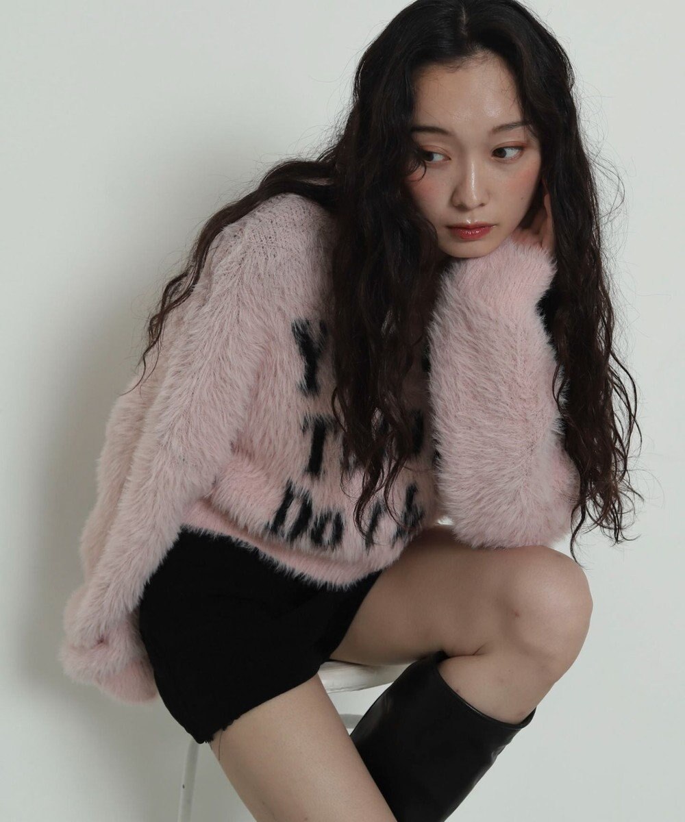 WEGO ロゴシャギーショートニット 