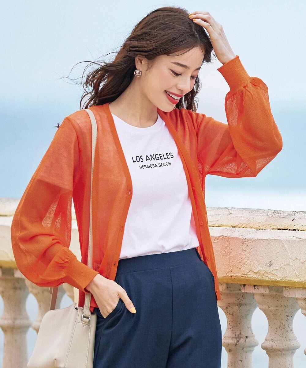 Tiaclasse 【洗える】シアーパフスリーブカーディガン 