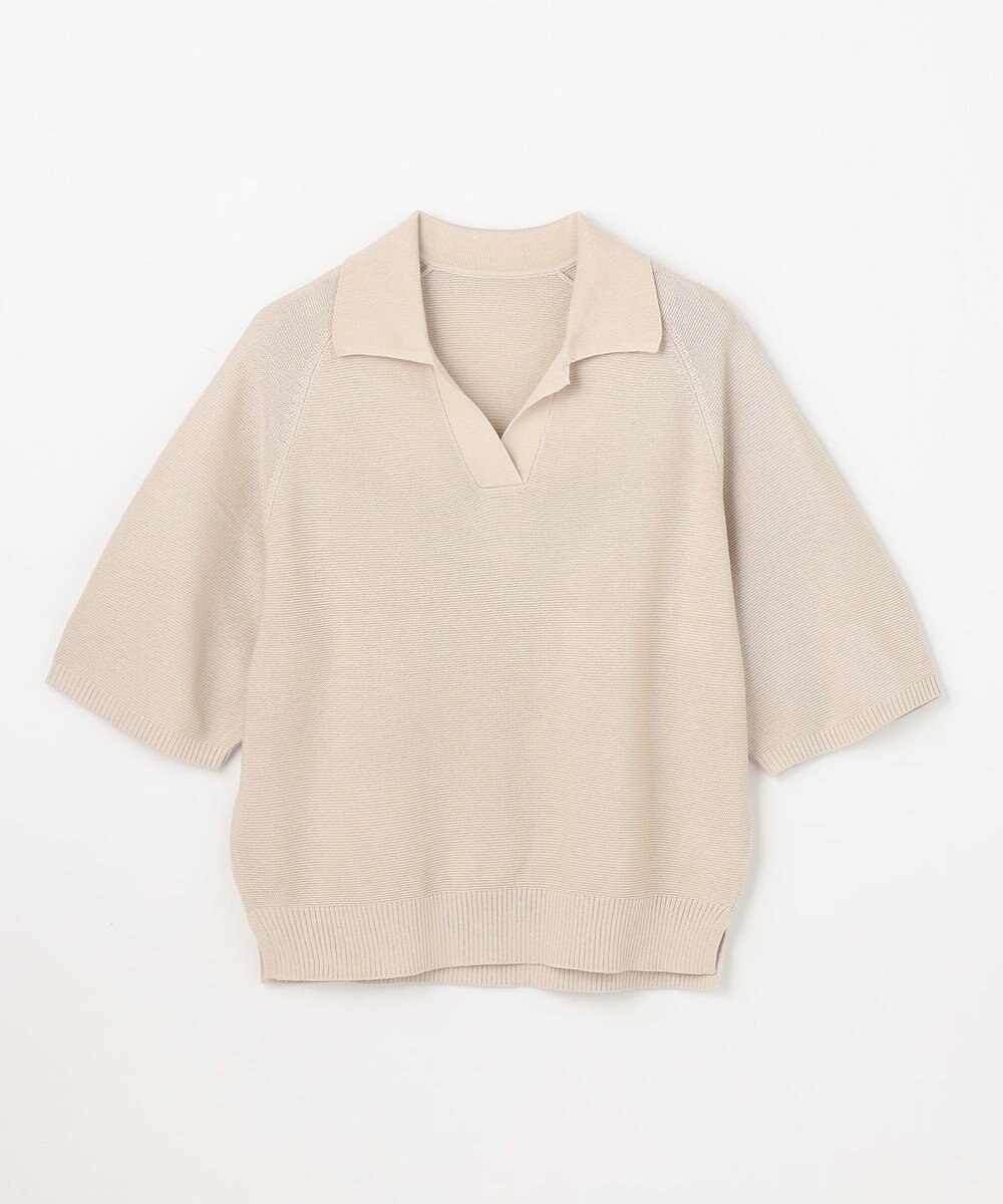 ANY L アクリルガーターポロ衿ニット 