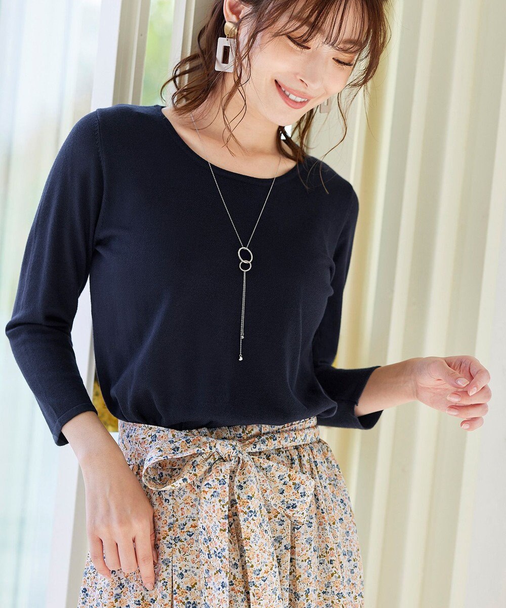 Tiaclasse 【洗える】異素材を組み合わせた花柄ドッキングワンピース 