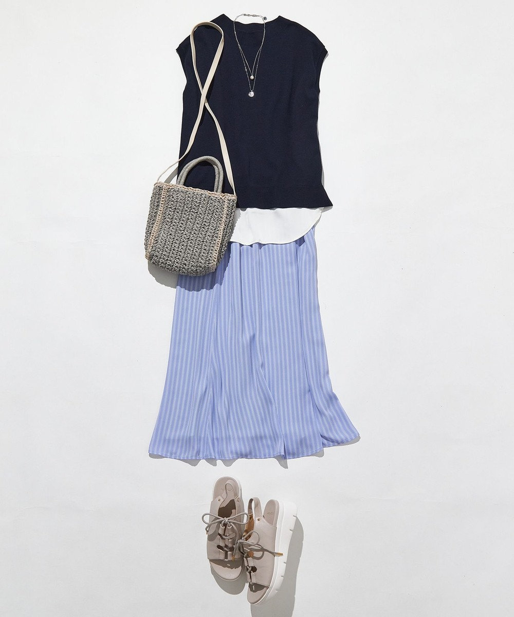 ANY SIS S 【洗える】フレンチスリーブシャツテール ニット 