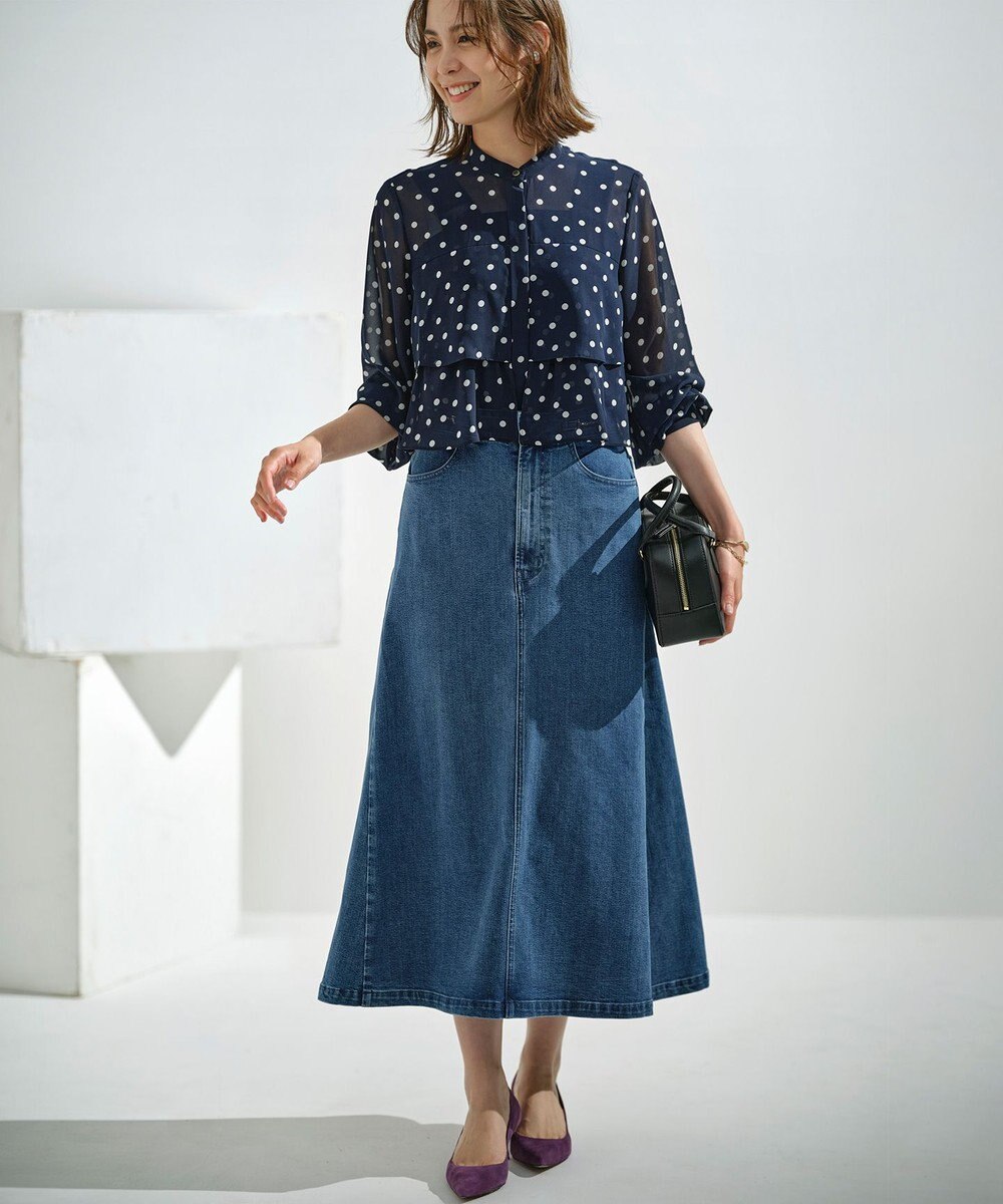 組曲 L シフォンオーガンプリント ティアードブラウス 