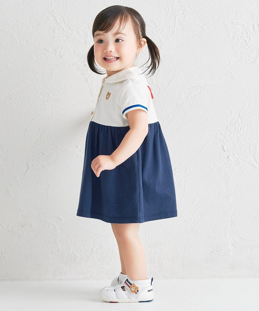 MIKI HOUSE HOT BISCUITS 【80-120cm】くま耳 セーラーカラー ワンピース 