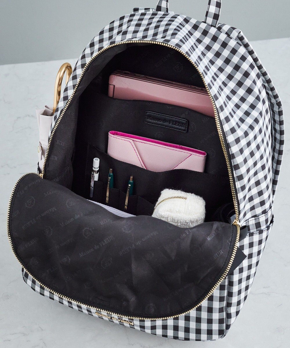 Maison de FLEUR ギンガムフロントリボンリュック 