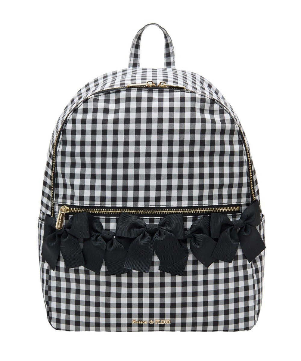 Maison de FLEUR ギンガムフロントリボンリュック 