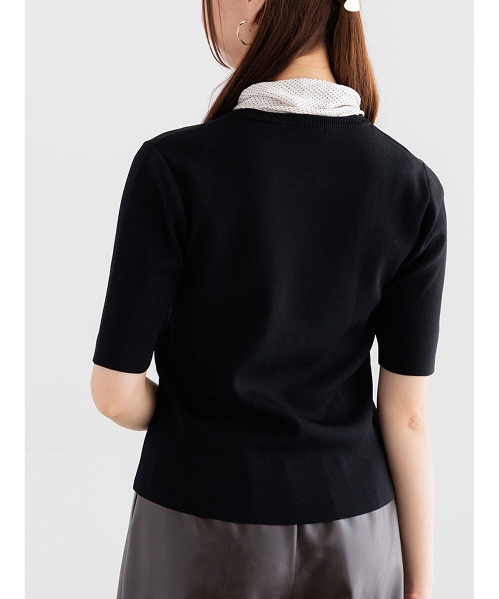 Te chichi スカーフカラーハーフスリーブニット 