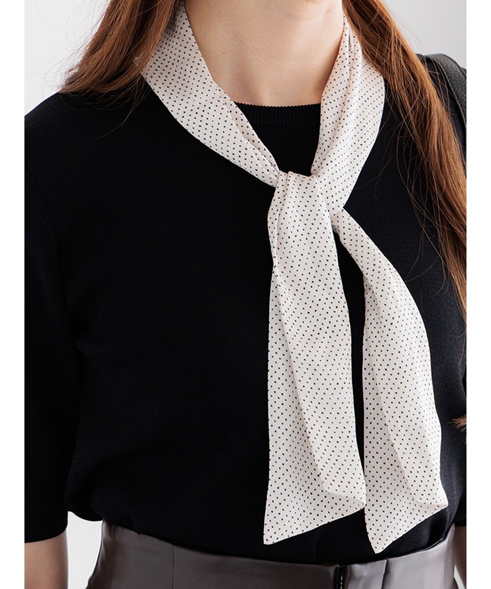 Te chichi スカーフカラーハーフスリーブニット 