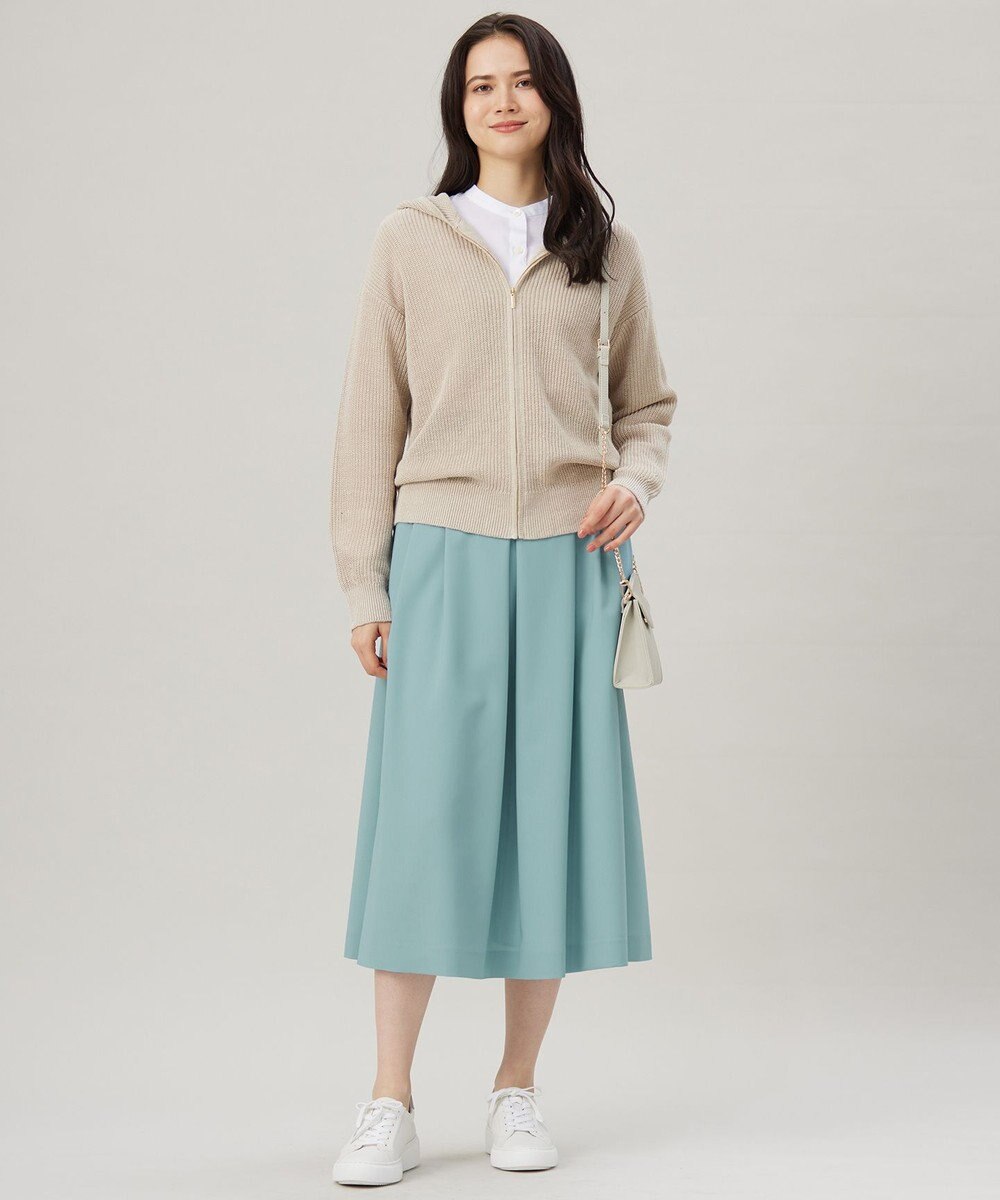 自由区 S 【洗える】リネンミドルゲージフーディ ニット 