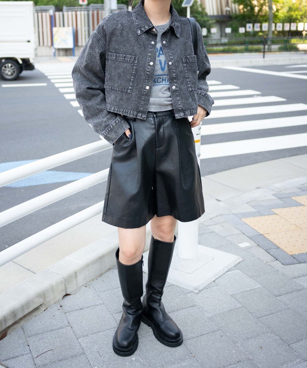 WEGO ヴィンテージウォッシュデニムショートシャツ 