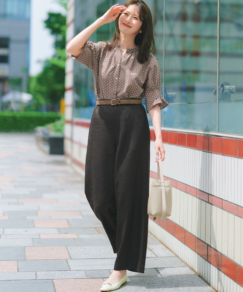 23区 L 【CanCam掲載】リネンライクグロッシー ワイドパンツ 