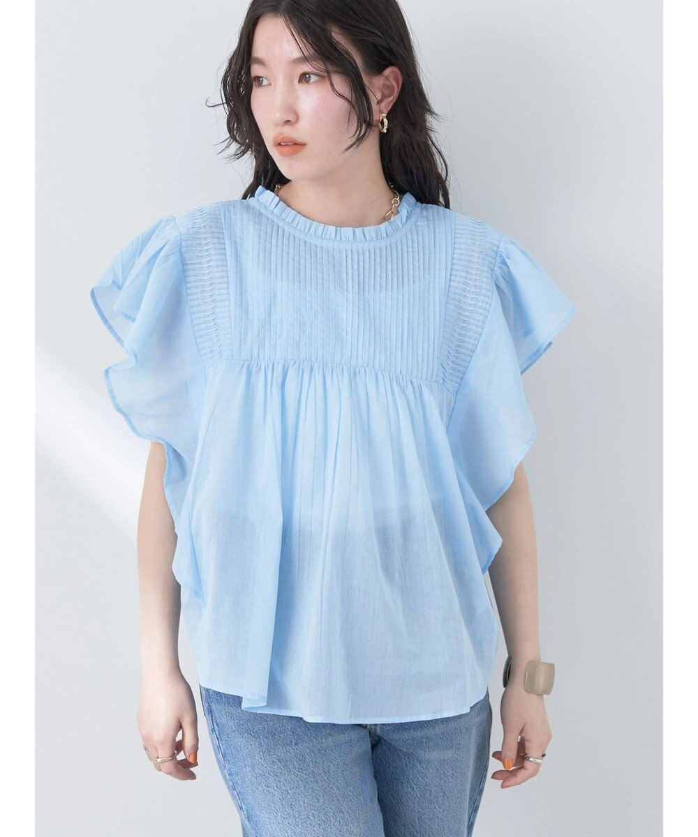 earth music&ecology コットンボイルフリルブラウス 