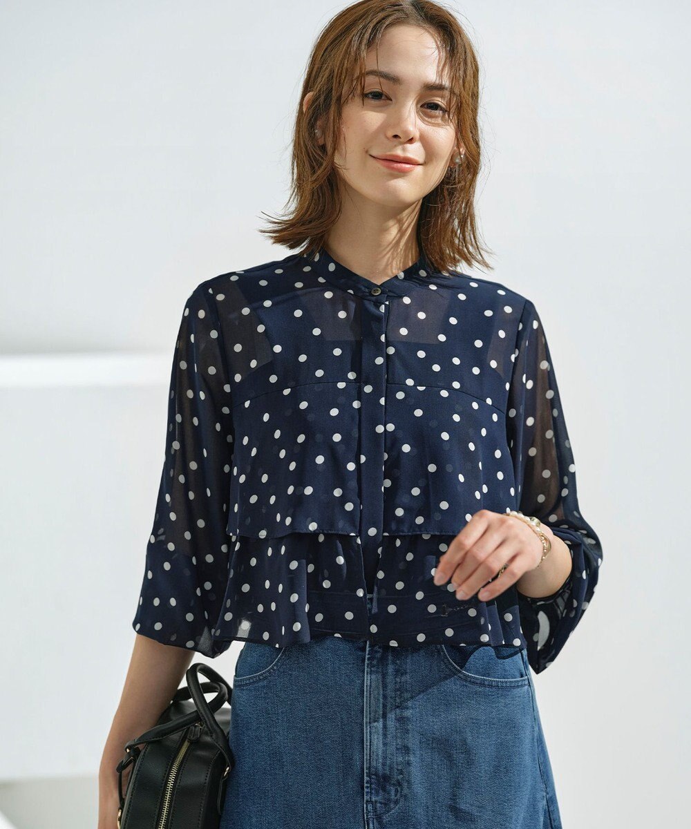 組曲 L シフォンオーガンプリント ティアードブラウス 