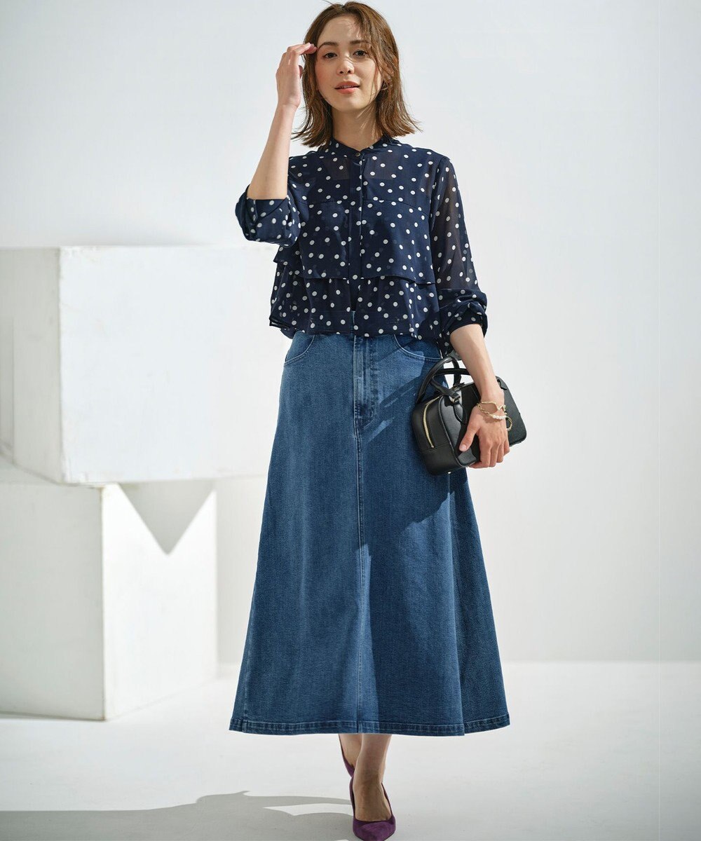 組曲 L シフォンオーガンプリント ティアードブラウス 