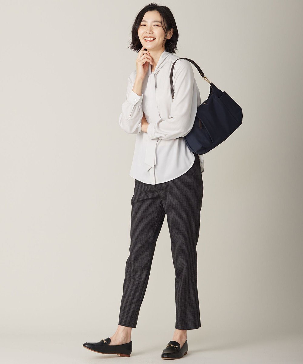 J.PRESS LADIES L 【洗える】ピーチサテン ボウタイ ブラウス 