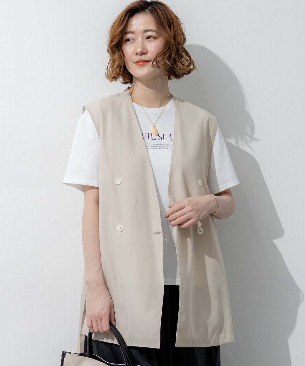 23区 【先行予約】ライトシアーマットクロス ノーカラー ジレ 