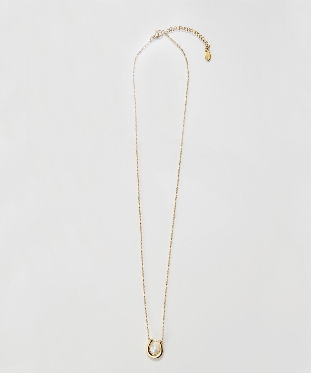 Phoebe 〈金属アレルギー対応〉メタリックパールホースシューネックレス　ゴールド　ステンレス/馬蹄/蹄鉄/ラッキーモチーフ/ギフト/プレゼント/大ぶり 