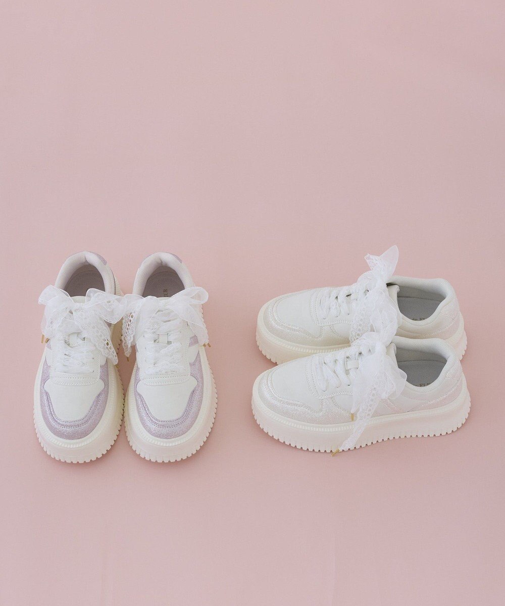 Maison de FLEUR レースリボン厚底スニーカー 