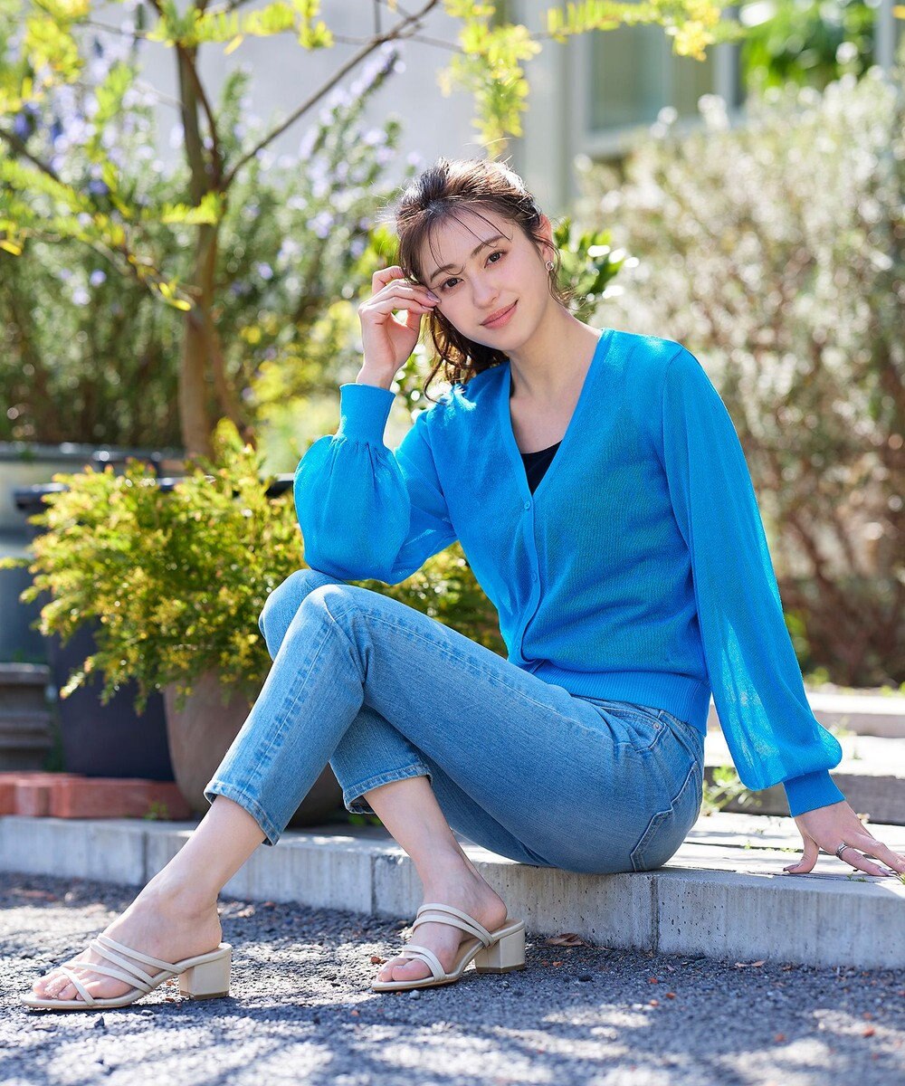 Tiaclasse 【洗える】シアーパフスリーブカーディガン 