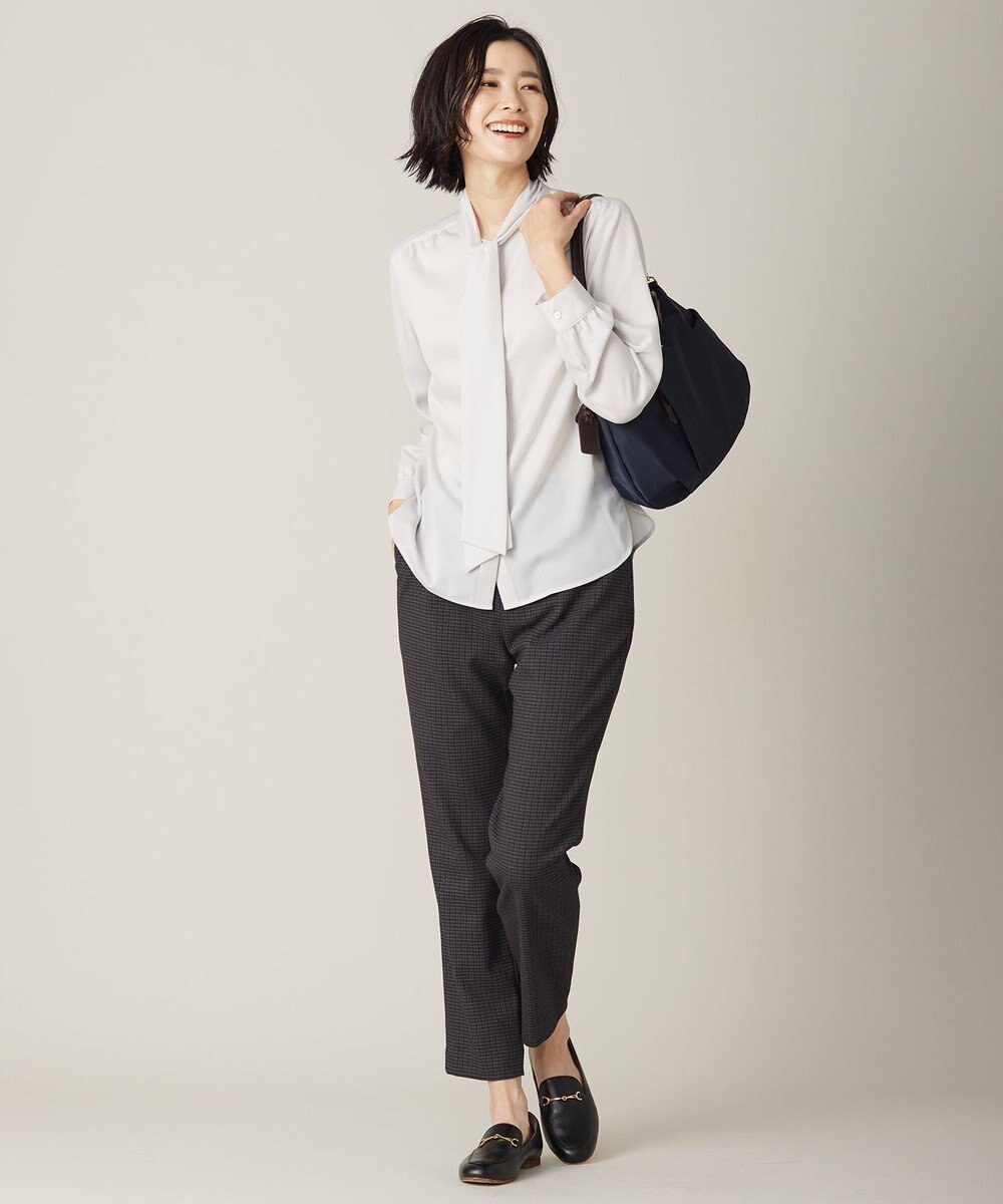 J.PRESS LADIES L 【洗える】ピーチサテン ボウタイ ブラウス 