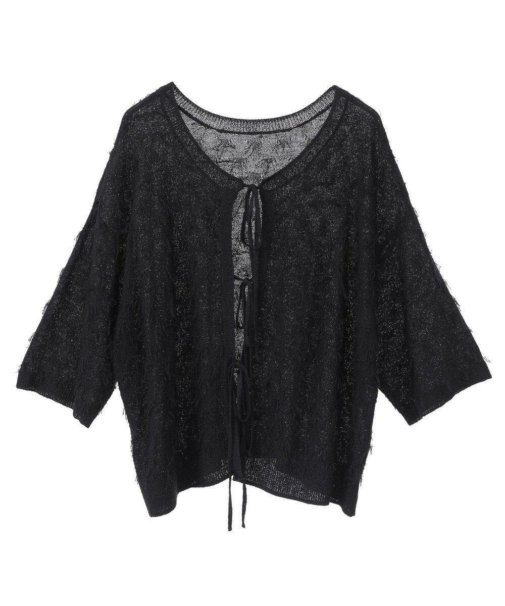 YECCA VECCA 2wayリボンフリンジニットカーディガン 