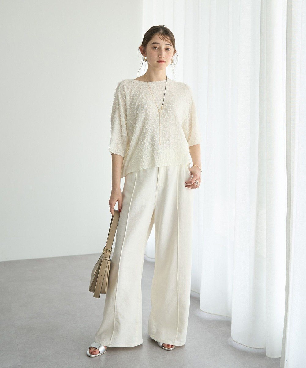 YECCA VECCA 2wayリボンフリンジニットカーディガン 