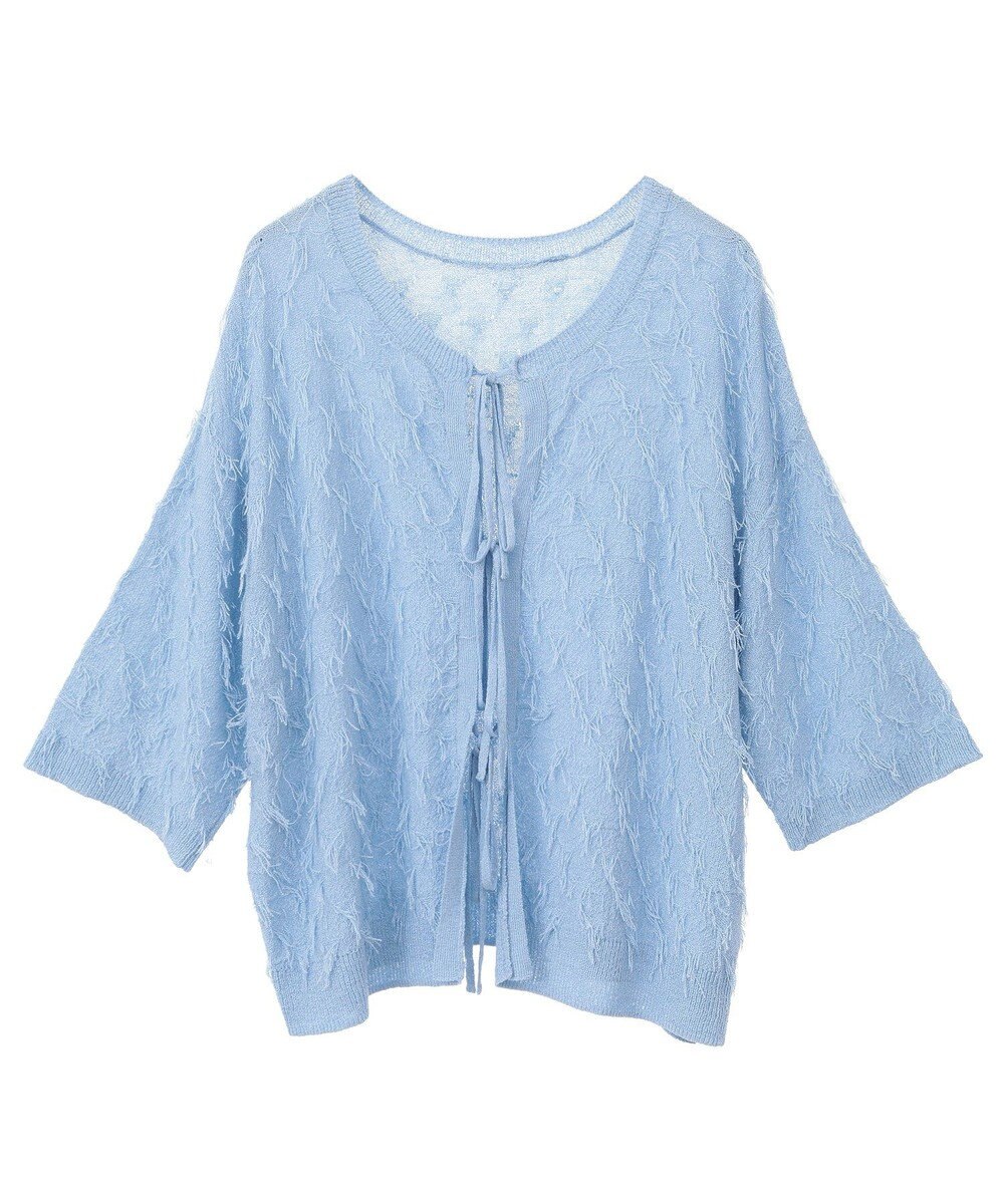 YECCA VECCA 2wayリボンフリンジニットカーディガン 