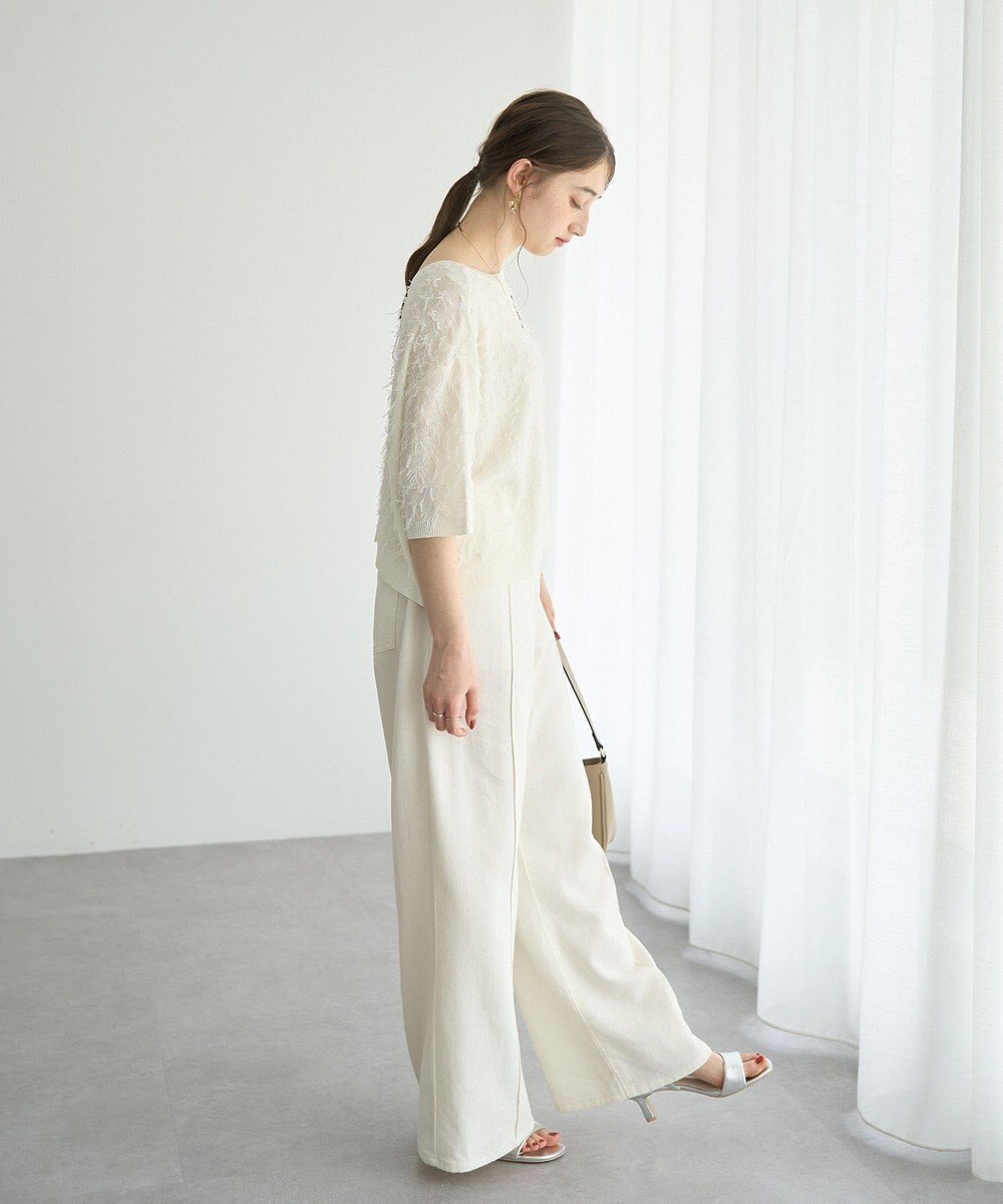 YECCA VECCA 2wayリボンフリンジニットカーディガン 