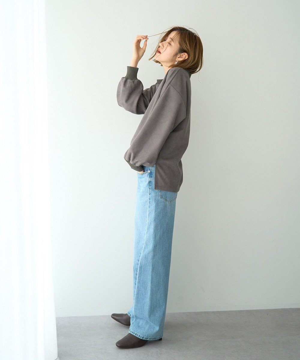 YECCA VECCA フェイクスエードデザインステッチプルオーバー 