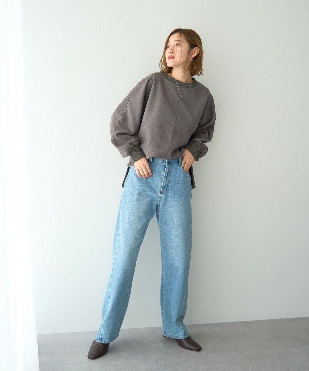 YECCA VECCA フェイクスエードデザインステッチプルオーバー 