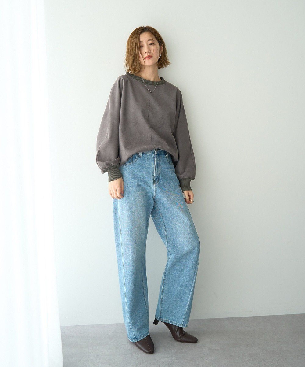 YECCA VECCA フェイクスエードデザインステッチプルオーバー 