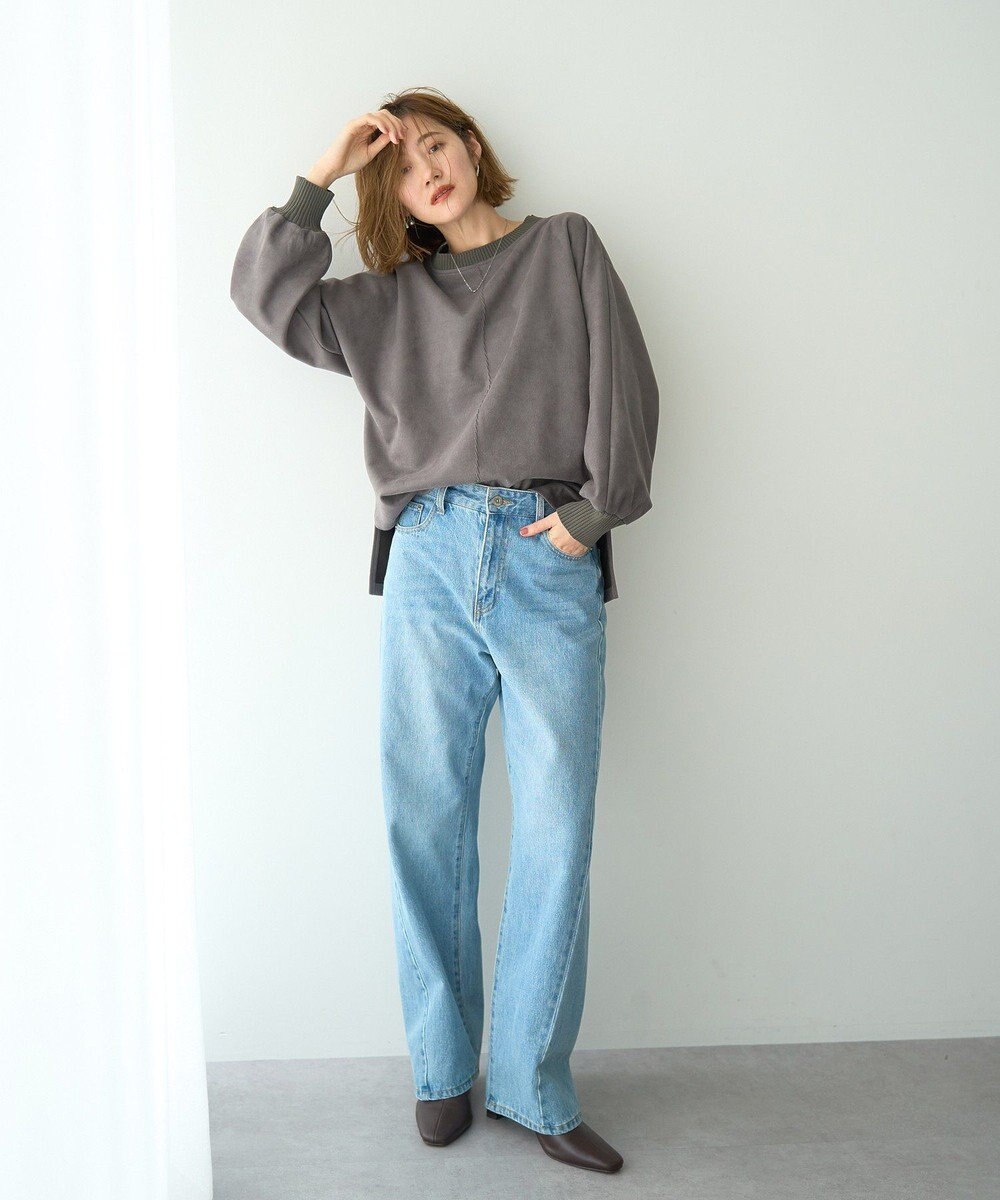 YECCA VECCA フェイクスエードデザインステッチプルオーバー 