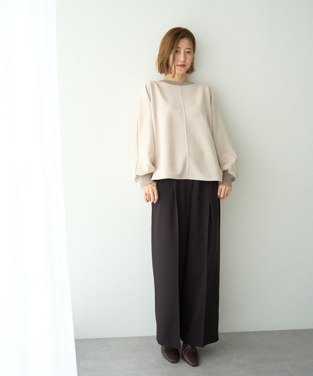 YECCA VECCA フェイクスエードデザインステッチプルオーバー 