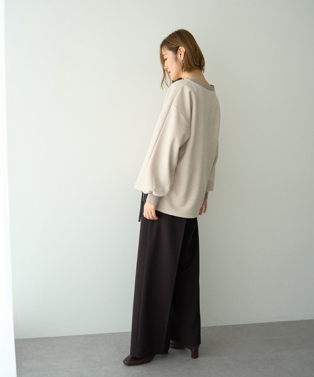 YECCA VECCA フェイクスエードデザインステッチプルオーバー 