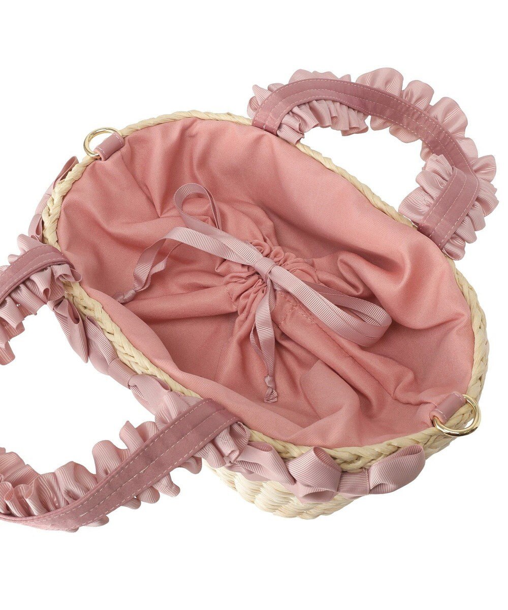 Maison de FLEUR 【2Way】フリルハンドルメイズリボン2Wayカゴバッグ 