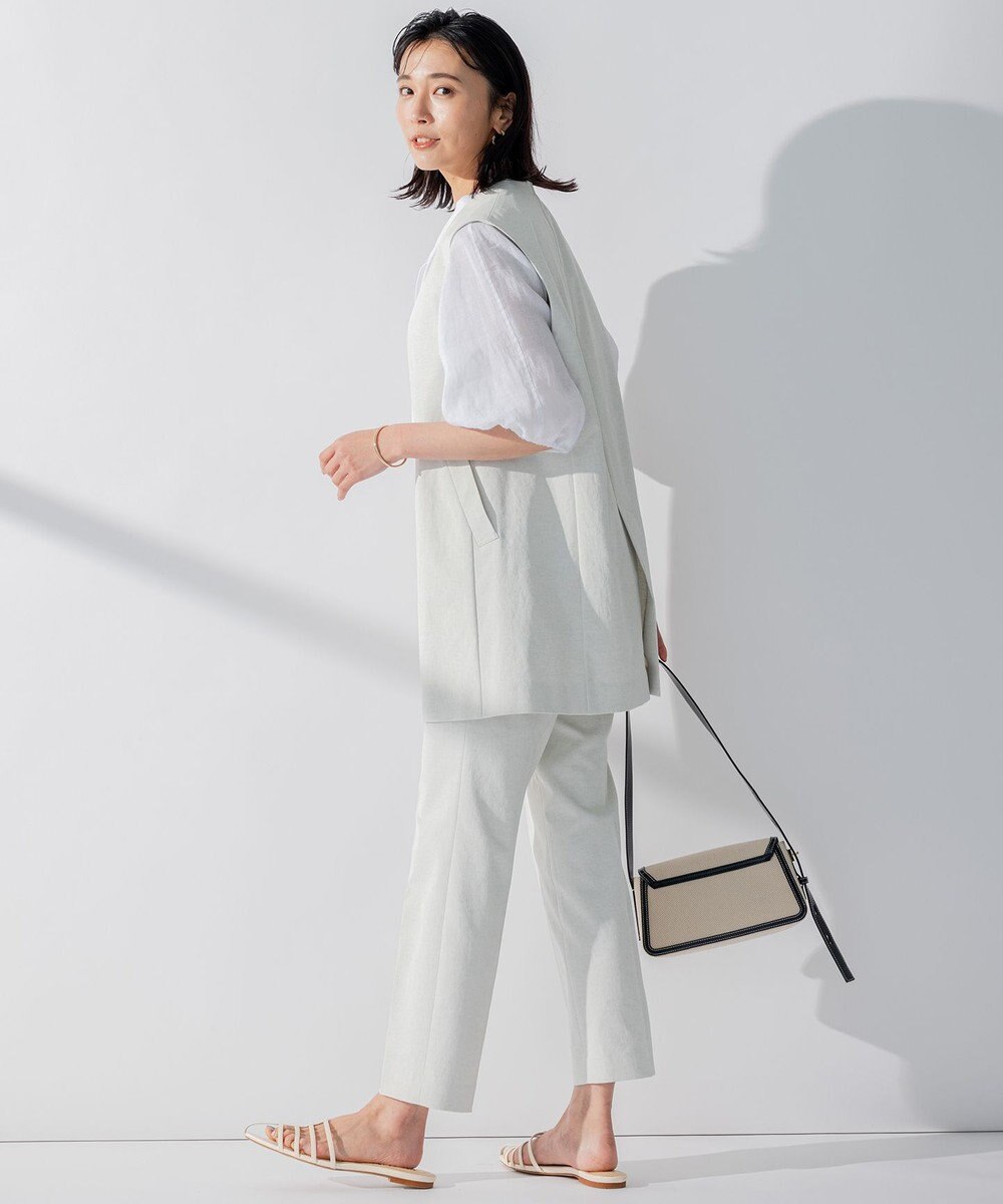 23区 L 【セットアップ対応】オックスストレッチ ノーカラー ジレ 