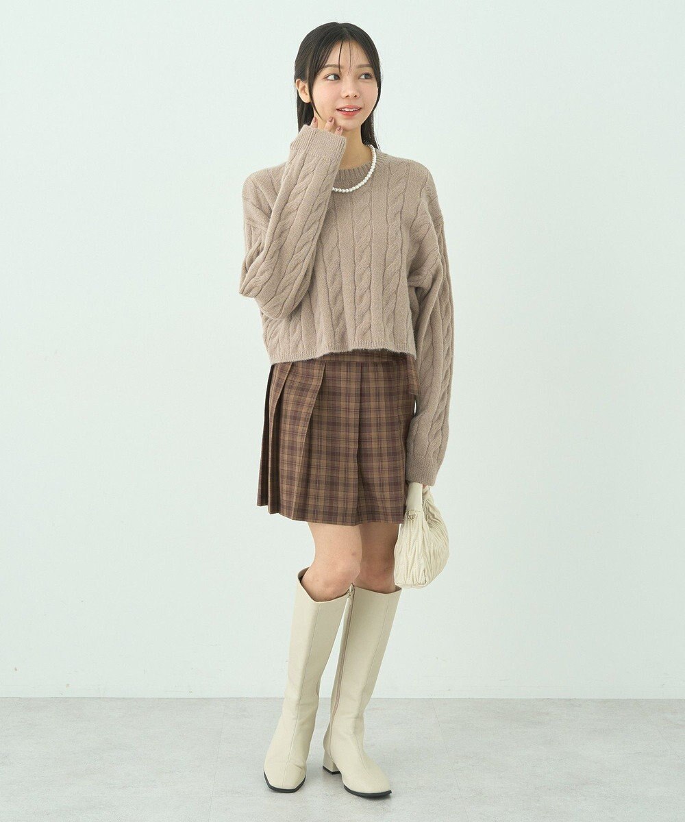 earth music&ecology ベルト付きプリーツミニスカート 