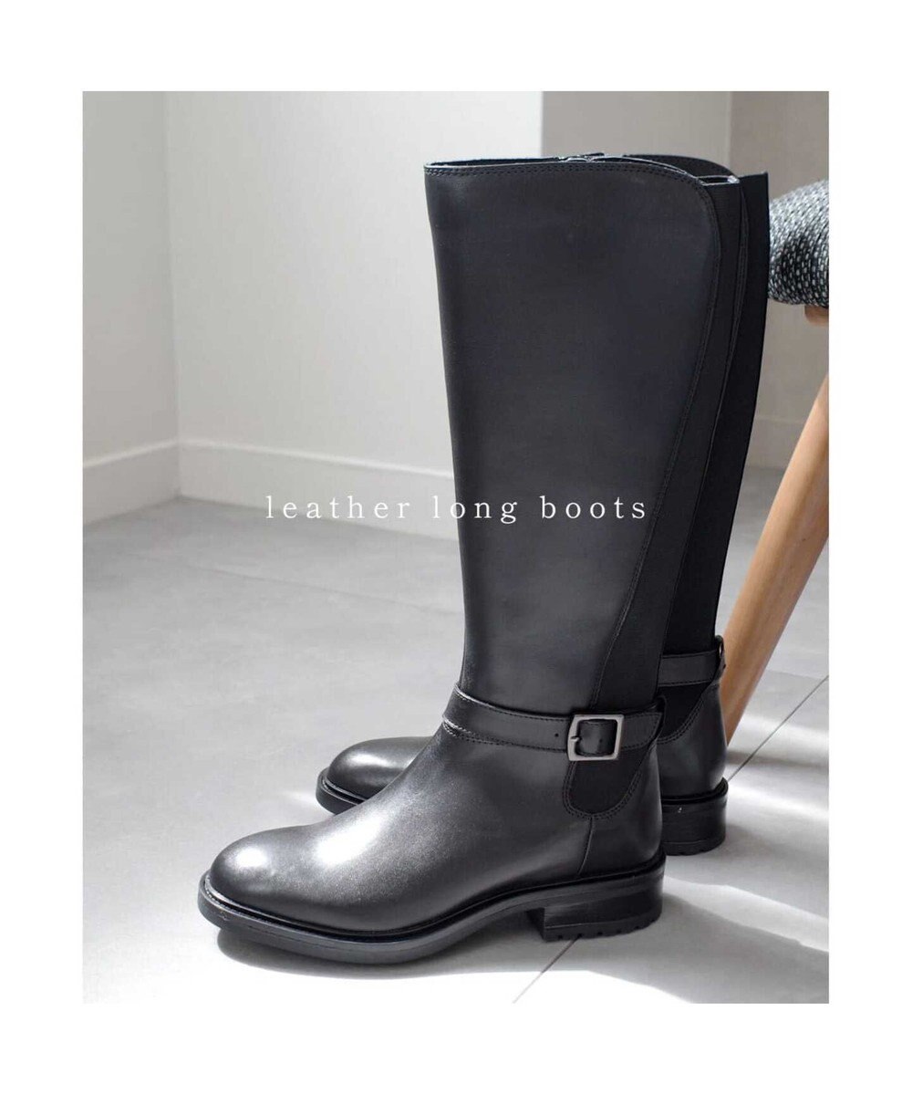 Pointer 本革ベルトデザイン 裏起毛 ロングブーツ 