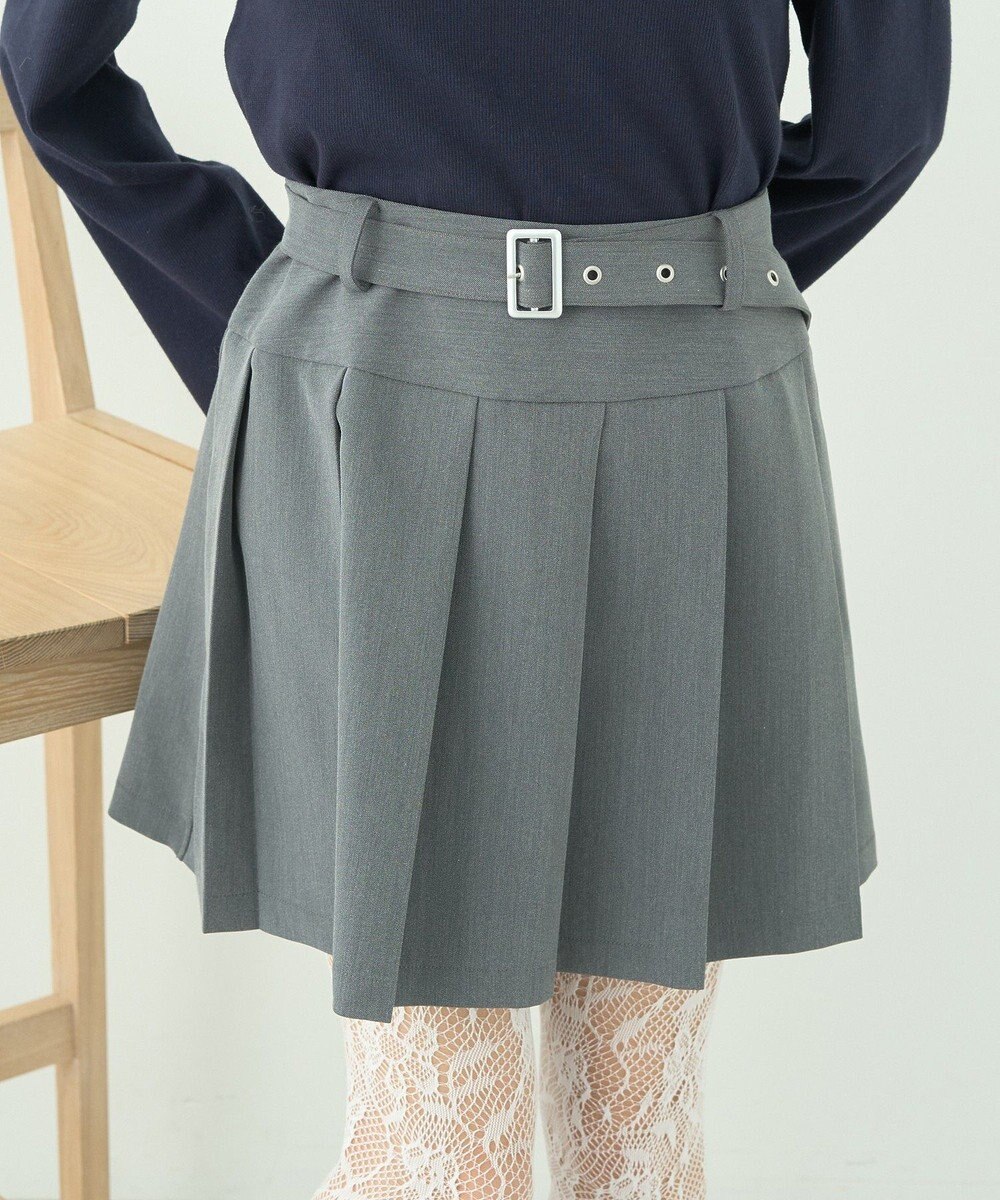 earth music&ecology ベルト付きプリーツミニスカート 