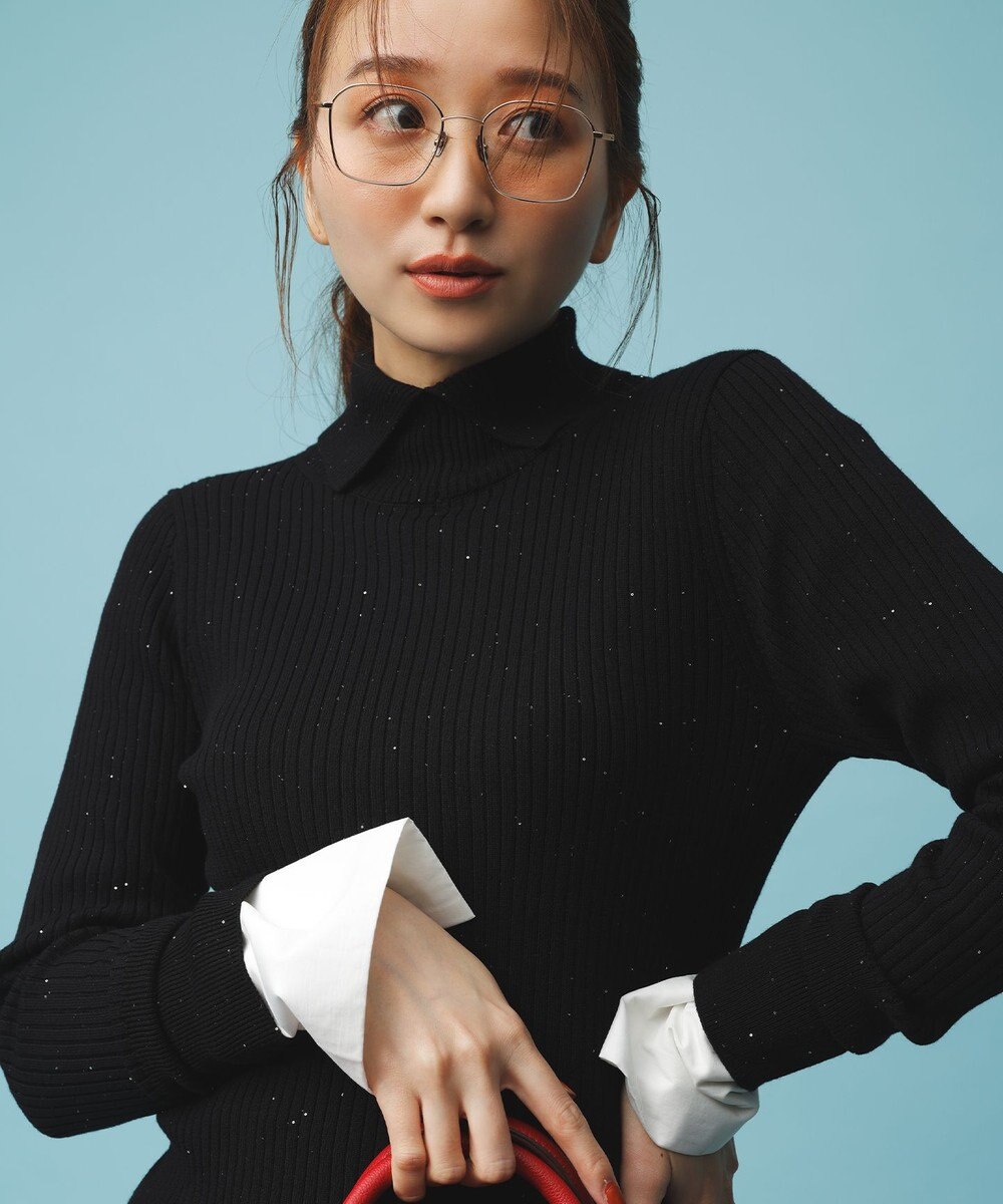 組曲 【前後着用・手洗い可】ELENAスパンコール襟デザイン ニット 