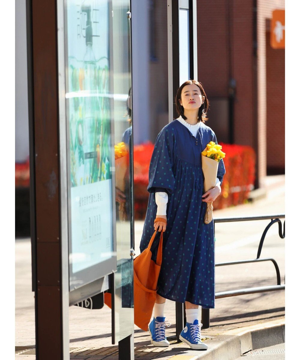 CRAFT STANDARD BOUTIQUE インド綿混キルト切替花柄ワンピース 