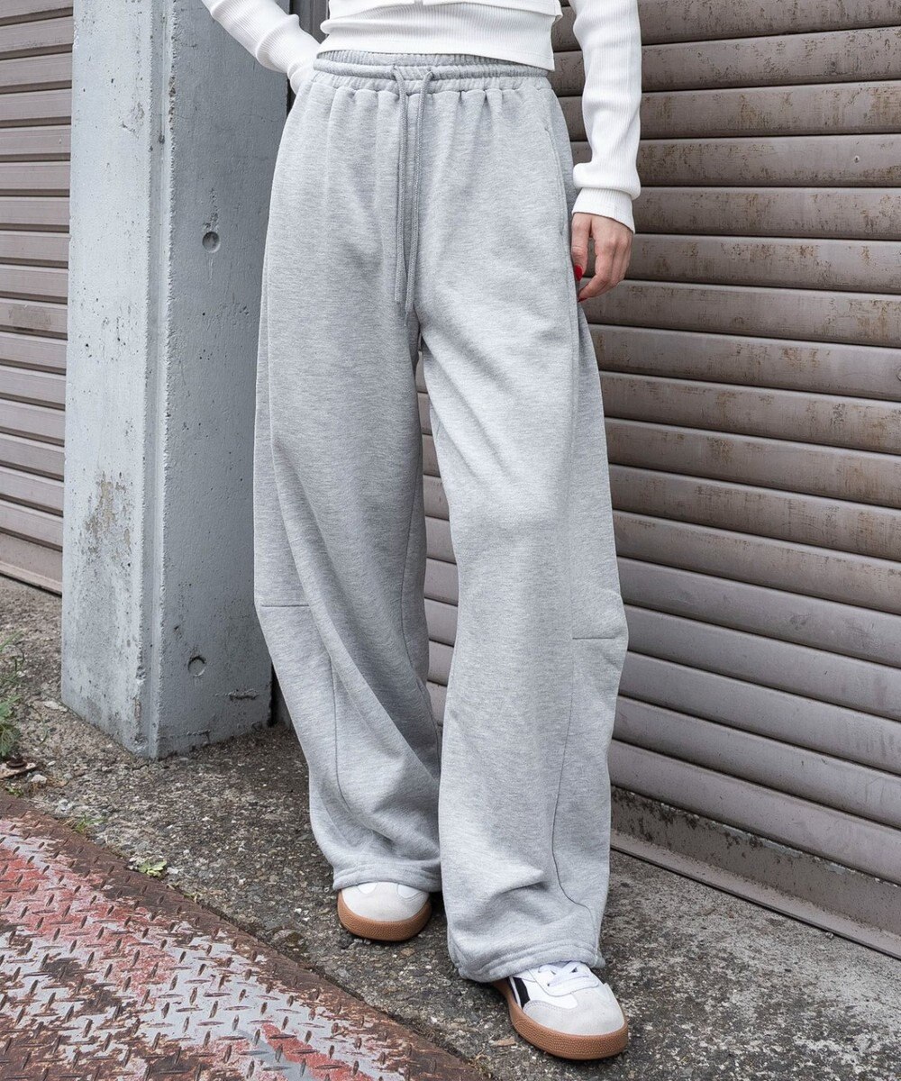 WEGO 【ウエストゴム】カーブデザインスウェットパンツ 